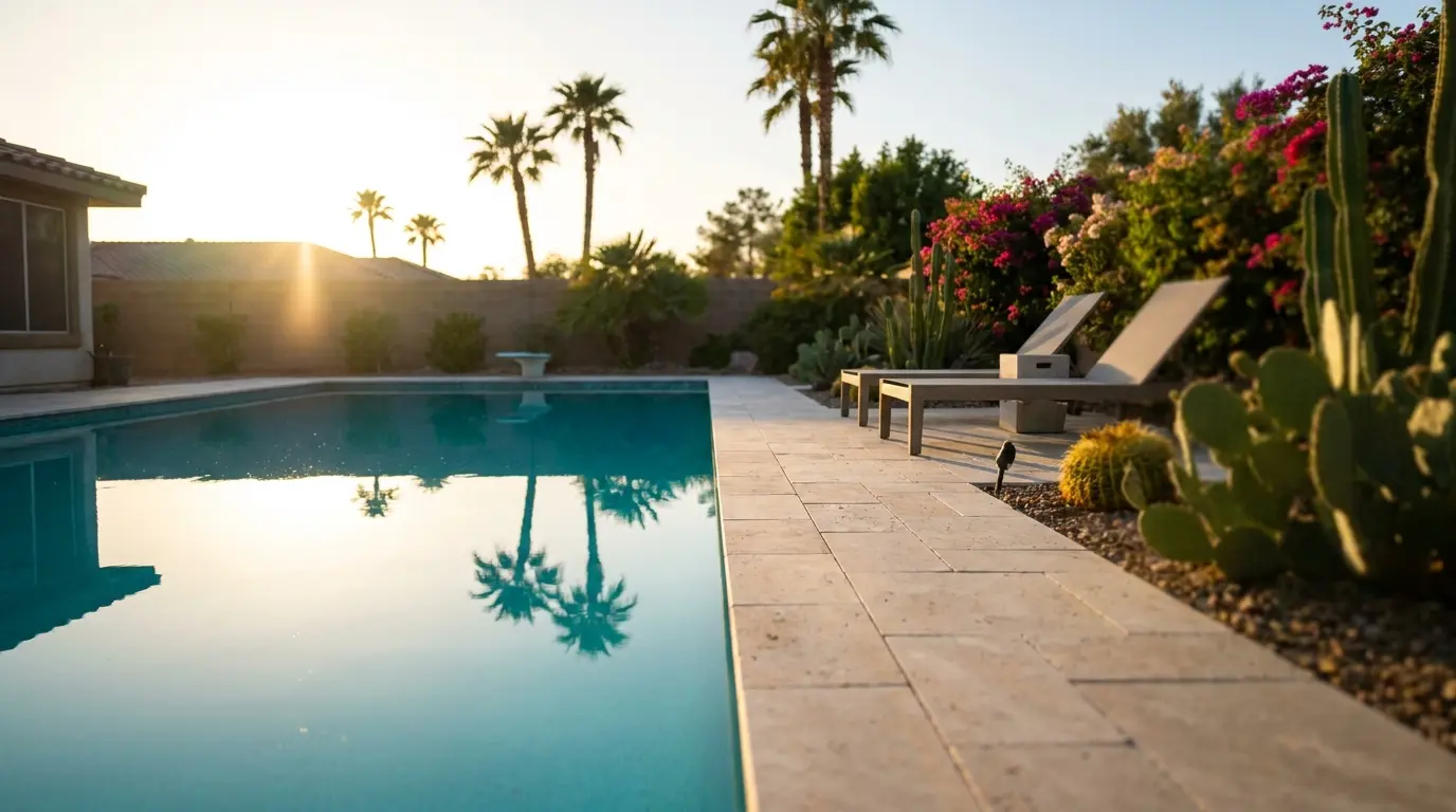 All In Pools tech on a full-service pool call in Las Vegas